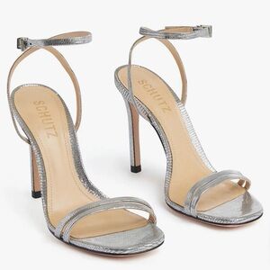 SCHUTZ Silver Strappy Heels